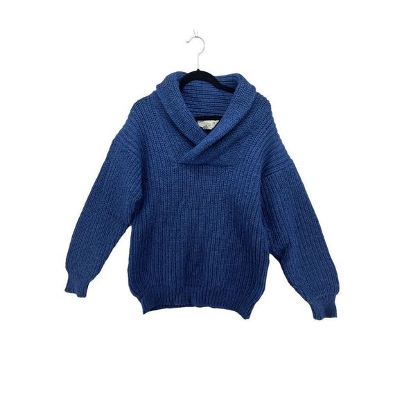 Vintage Carbery Ireland 100% Pure New Wool Sweater Navy Pullover Knit‎ - Picture 1 of 15